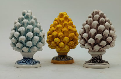 Handmade Sicilian Ceramic Pine Cone 15 cm – Antique Mediterranean Decor