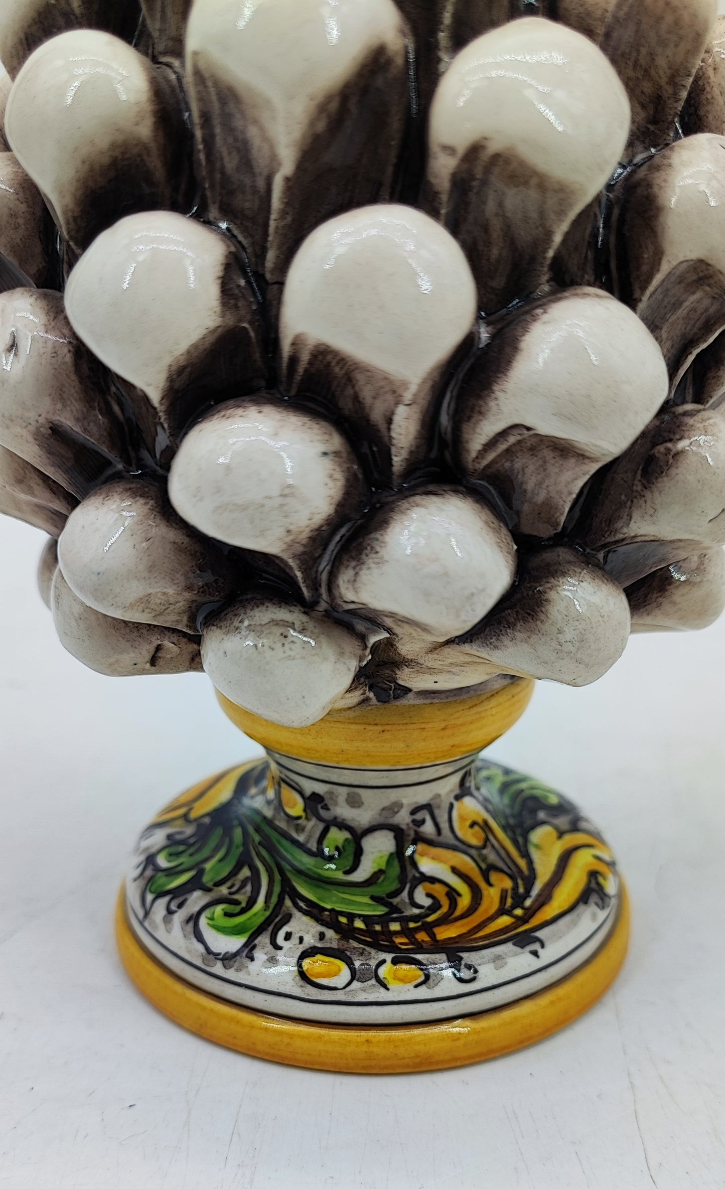 Handmade Sicilian Ceramic Pine Cone 17 cm – Italian Good Luck Home Decor