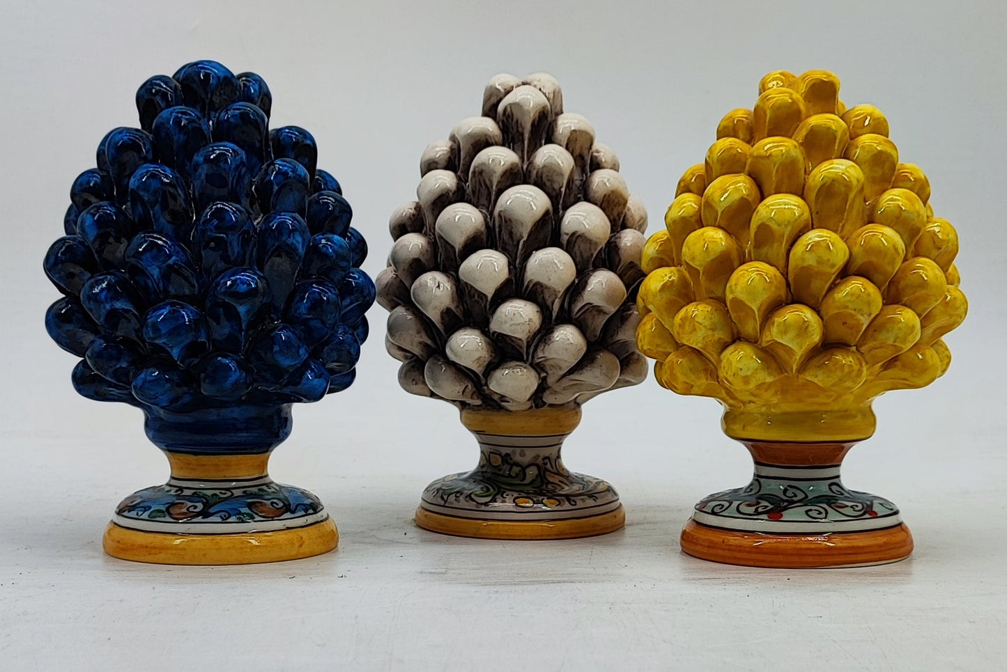 Handmade Sicilian Ceramic Pine Cone 17 cm – Italian Good Luck Home Decor