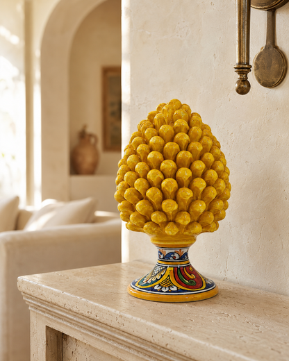 Handmade Sicilian Ceramic Pine Cone 30 cm – Yellow or Burgundy Caltagirone Pigna
