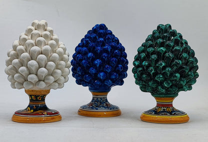 Handmade Sicilian Ceramic Pine Cone 22 cm – Palermo Majolica Italian Home Decoration