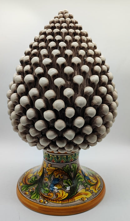 Large Sicilian Ceramic Pine Cone 42 cm – Hand-Painted Italian Pigna