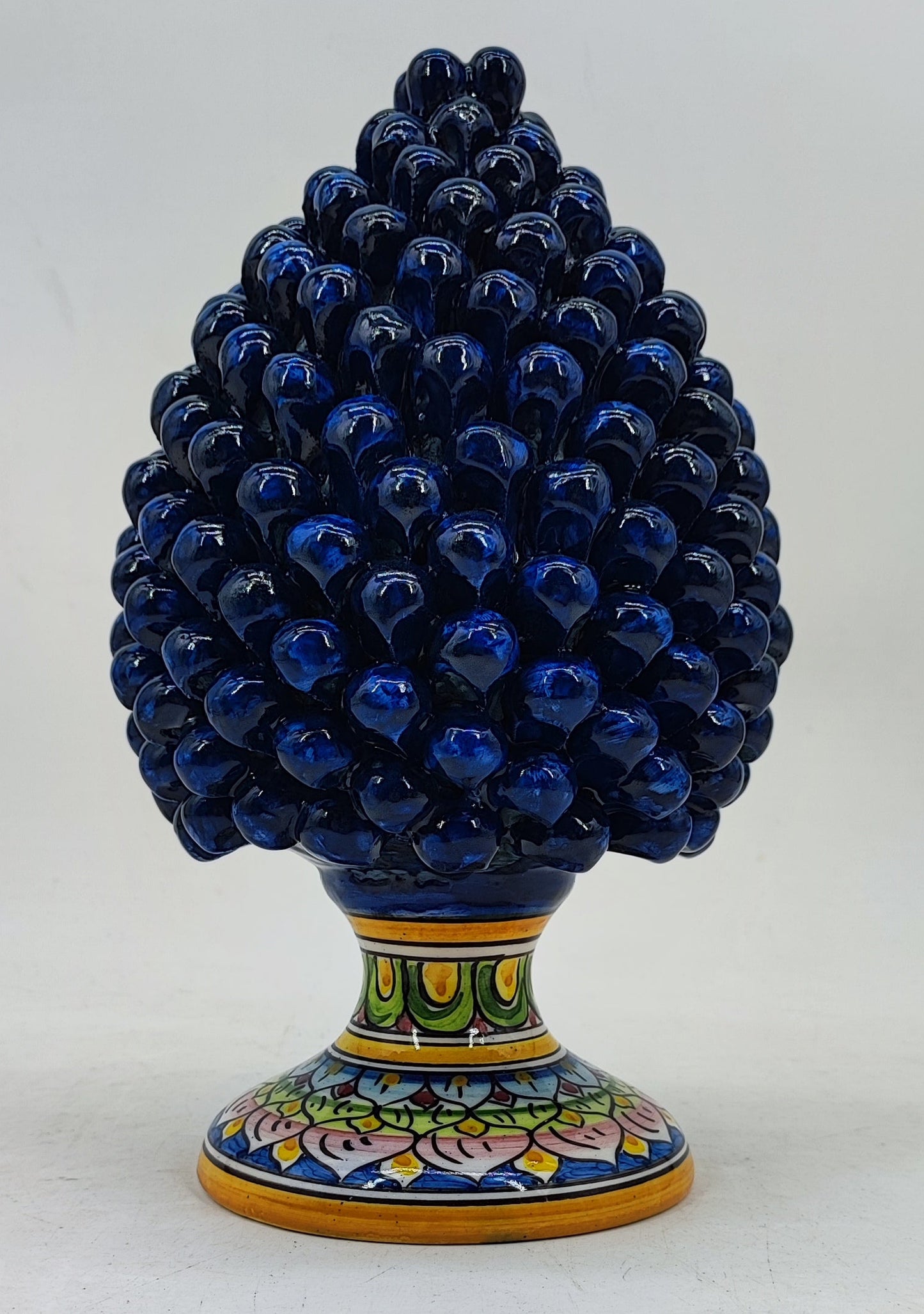 Sicilian Ceramic Pine Cone 27 cm – Emerald Green or Cobalt Blue Handmade Pigna