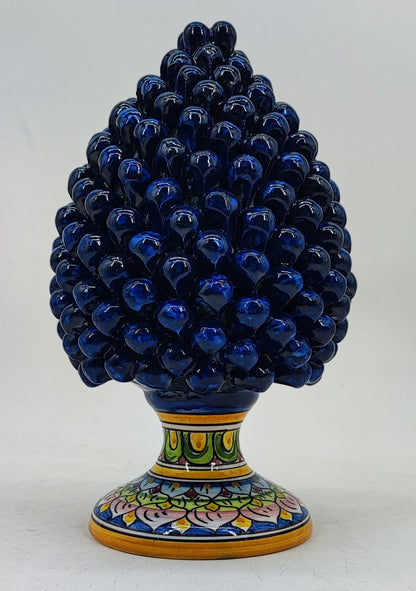 Sicilian Ceramic Pine Cone 27 cm – Emerald Green or Cobalt Blue Handmade Pigna