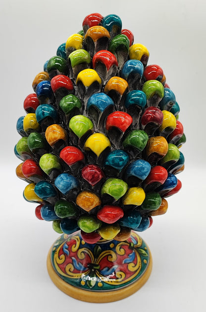 Colorful Sicilian Ceramic Pine Cone 30 cm – Handmade Italian Pigna