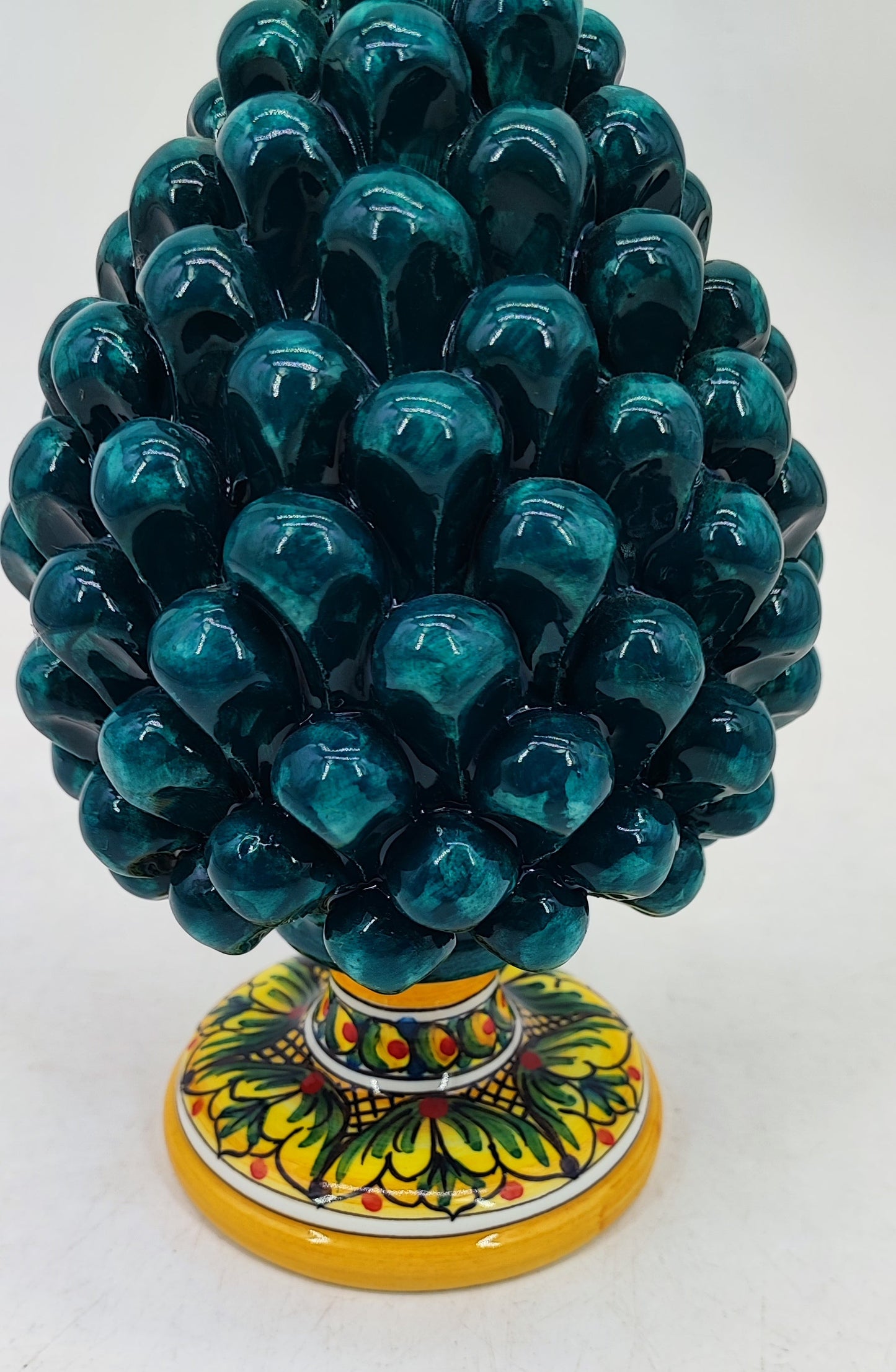 Handmade Sicilian Ceramic Pine Cone – 22 cm Italian Good Luck Decoration