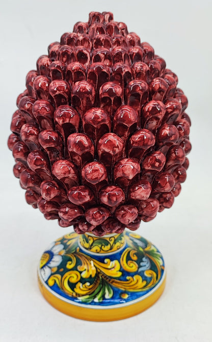 Handmade Sicilian Ceramic Pine Cone 30 cm – Yellow or Burgundy Caltagirone Pigna