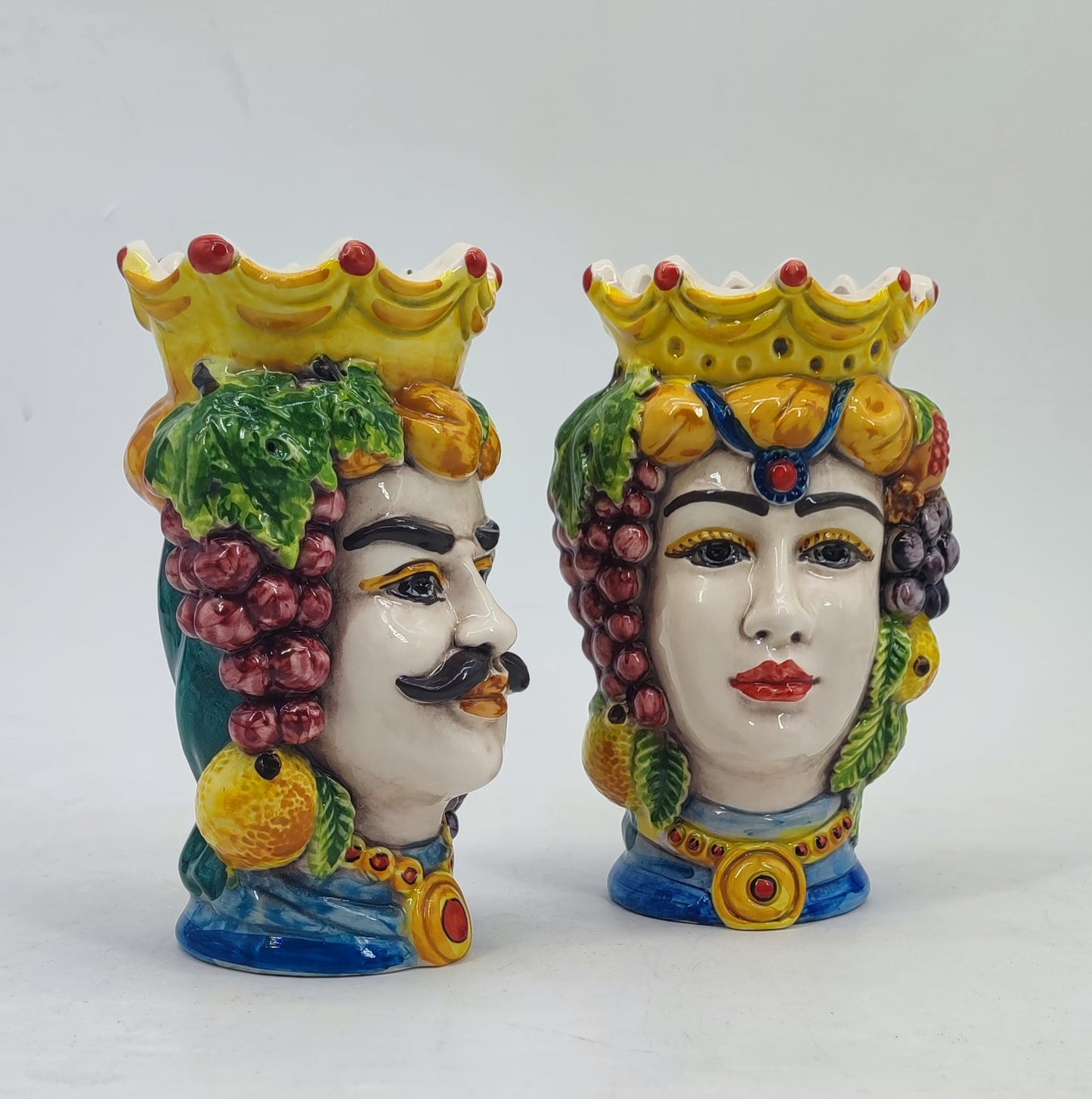 Male Testa di Moro king with crown, lemons, grapes and hand-painted Sicilian details