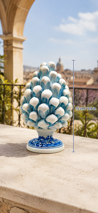 Handmade Sicilian Ceramic Pine Cone 15 cm – Antique Mediterranean Decor