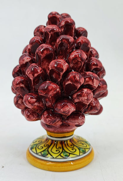 Handmade Sicilian Ceramic Pine Cone 17 cm – Emerald Green or Burgundy