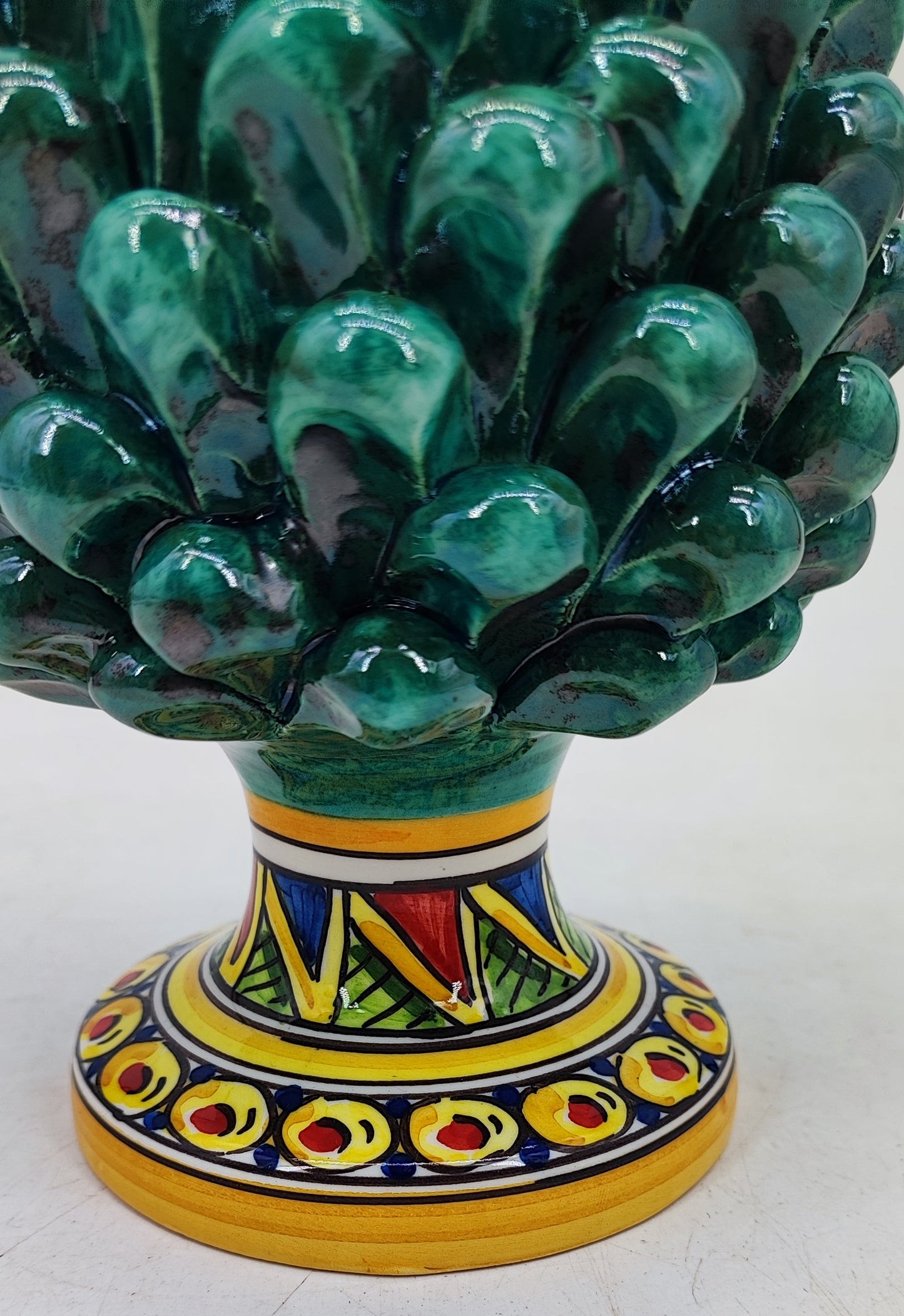 Sicilian Ceramic Pine Cone 22 cm – Emerald Green or Multicolour Handmade Pigna
