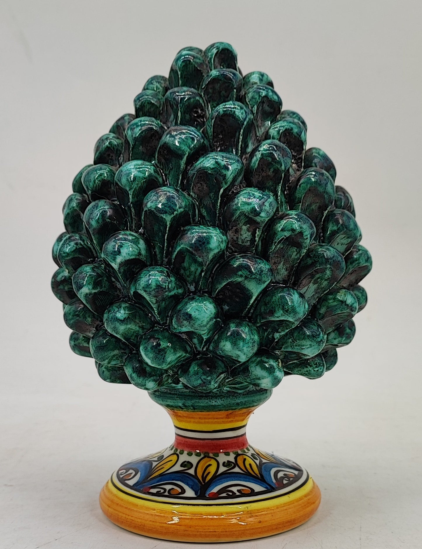 Handmade Sicilian Ceramic Pine Cone 22 cm – Palermo Majolica Italian Home Decoration