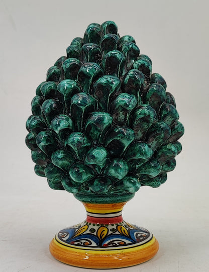 Handmade Sicilian Ceramic Pine Cone 22 cm – Palermo Majolica Italian Home Decoration