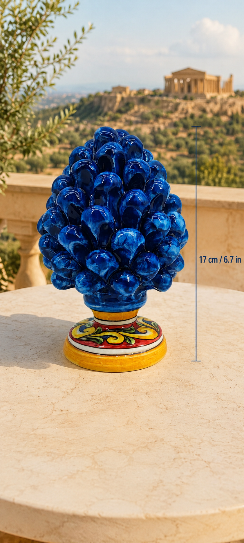 Handmade Sicilian Ceramic Pine Cone 17 cm – Colorful Italian Home Decor