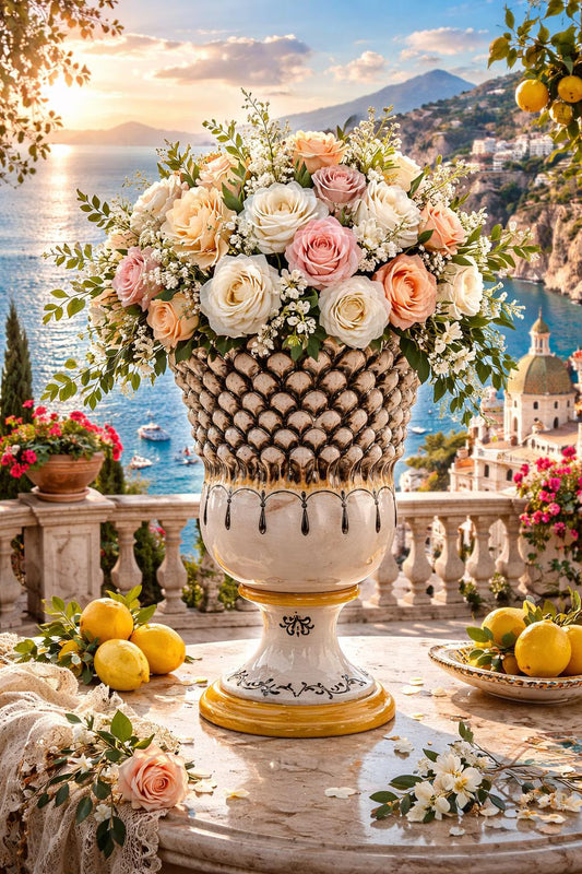 Large Caltagirone Pigna Vase – Handmade Sicilian Ceramic Urn, Italian Home Decor