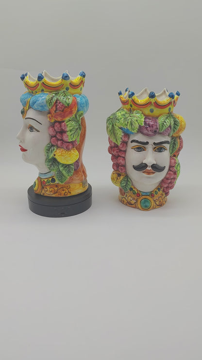 Handcrafted Ceramica di Caltagirone Sicilian Moorish Heads