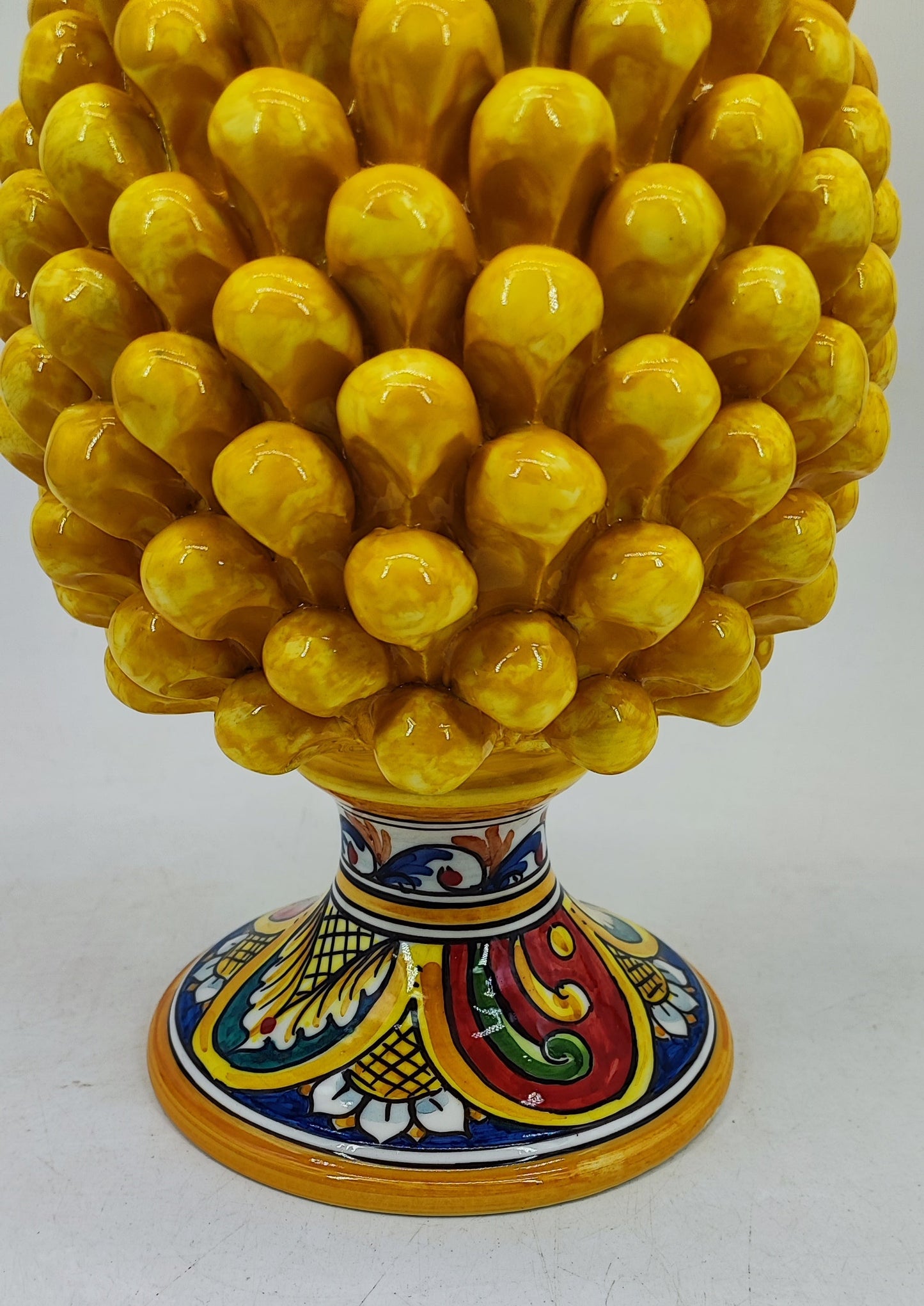 Handmade Sicilian Ceramic Pine Cone 30 cm – Yellow or Burgundy Caltagirone Pigna
