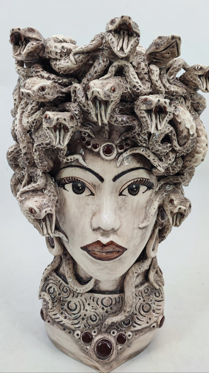 Handmade Sicilian Medusa Head 38 cm – Antique Caltagirone Ceramic Testa di Moro