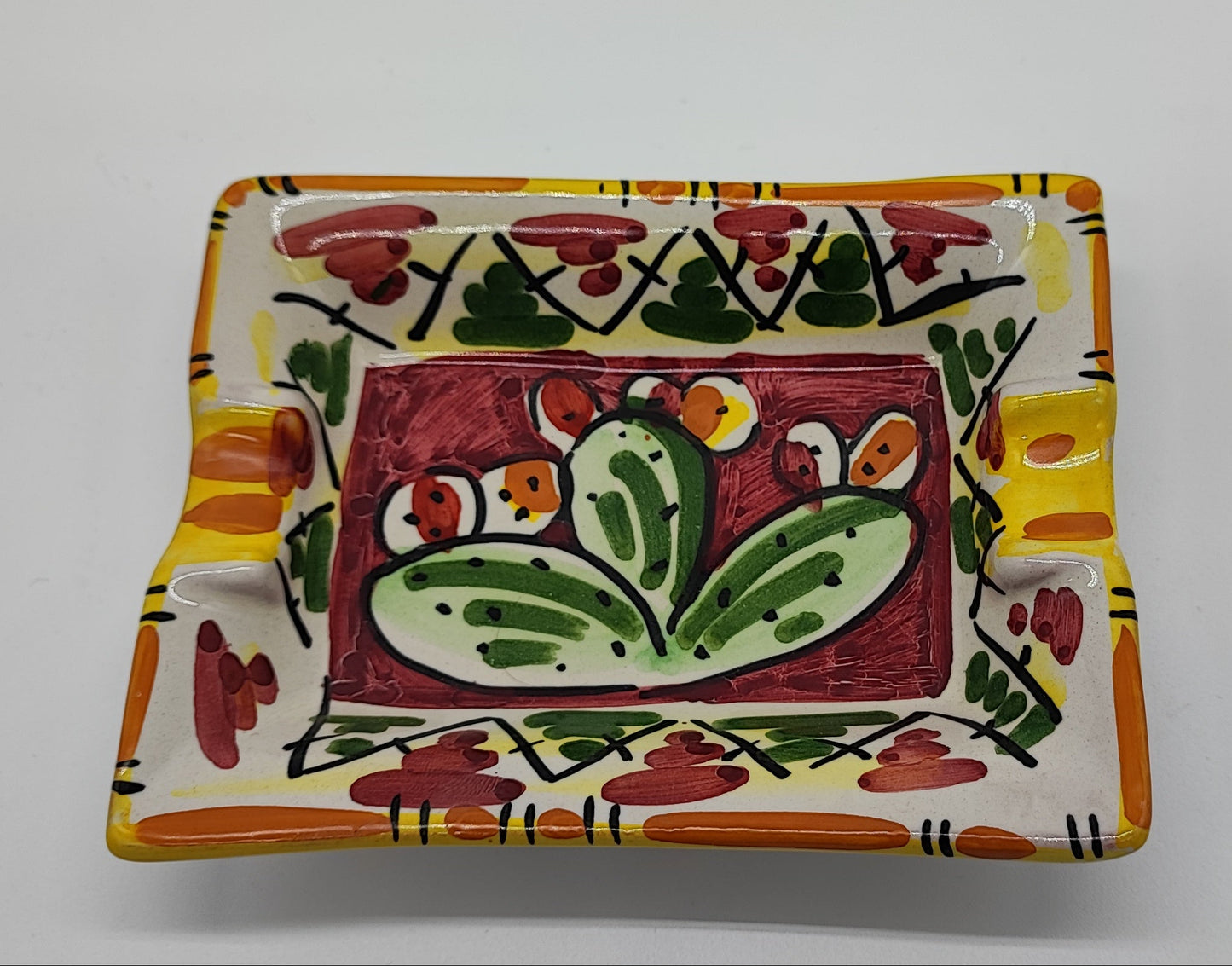 Hand-Painted Sicilian Ceramic Ashtray – Caltagirone Italian Pottery