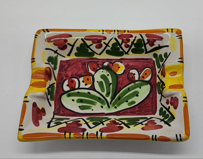 Hand-Painted Sicilian Ceramic Ashtray – Caltagirone Italian Pottery