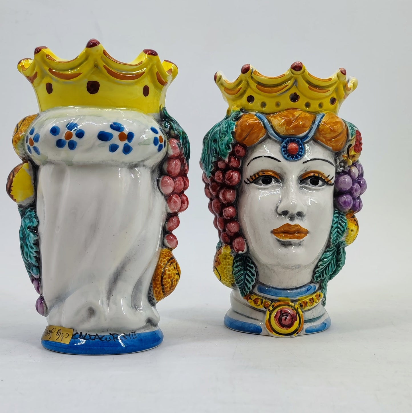 Traditional male and female Teste di Moro available individually as handmade Sicilian ceramics