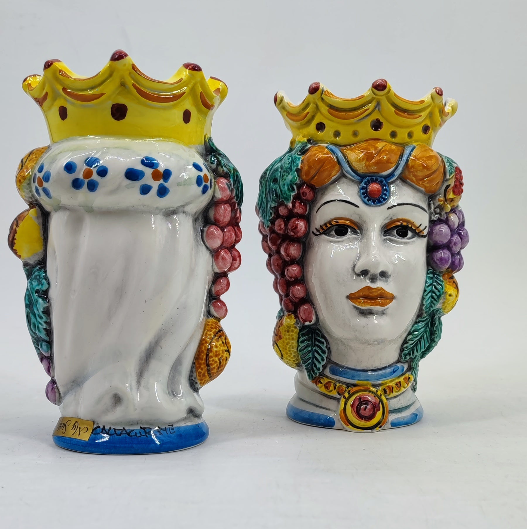 Traditional male and female Teste di Moro available individually as handmade Sicilian ceramics