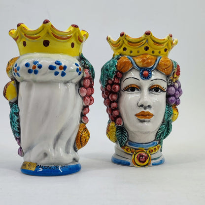Traditional male and female Teste di Moro available individually as handmade Sicilian ceramics