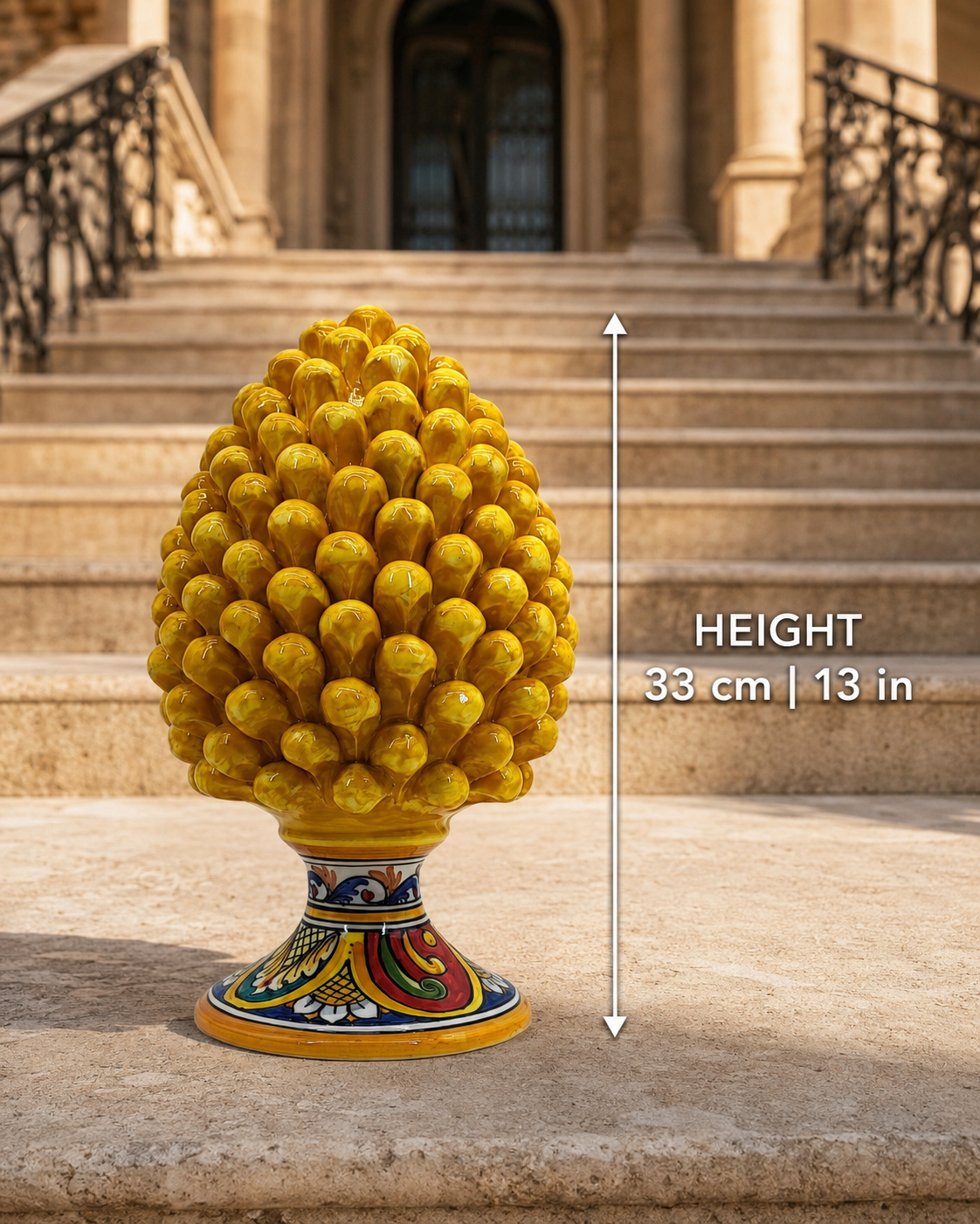 Handmade Sicilian Ceramic Pine Cone 30 cm – Yellow or Burgundy Caltagirone Pigna