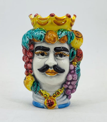 Handmade 14 cm Sicilian Moor’s Head ceramic vase as an Italian housewarming gift