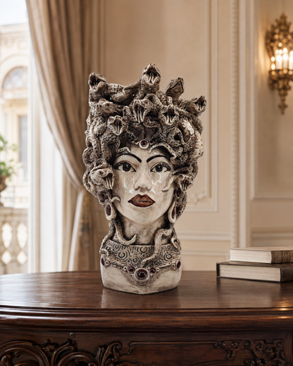 Handmade Sicilian Medusa Head 38 cm – Antique Caltagirone Ceramic Testa di Moro