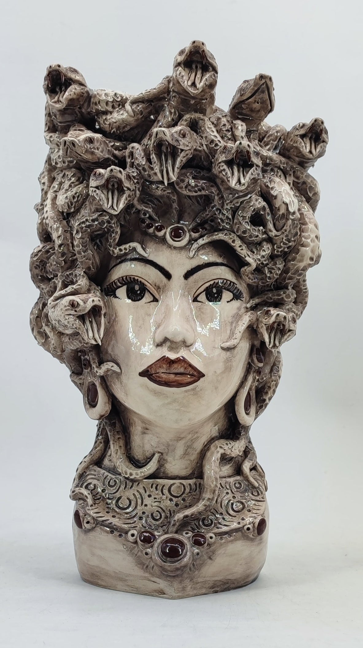 Handmade Sicilian Medusa Head 38 cm – Antique Caltagirone Ceramic Testa di Moro