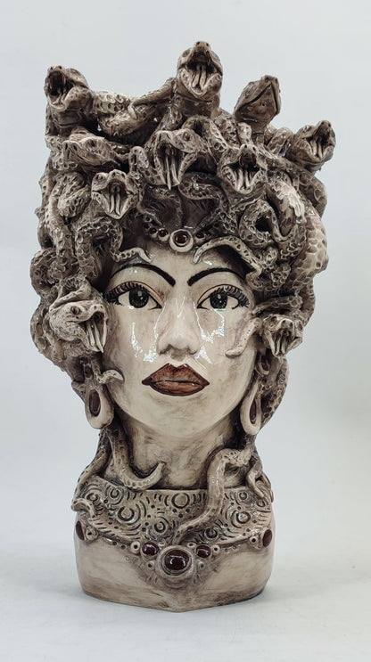 Handmade Sicilian Medusa Head 38 cm – Antique Caltagirone Ceramic Testa di Moro