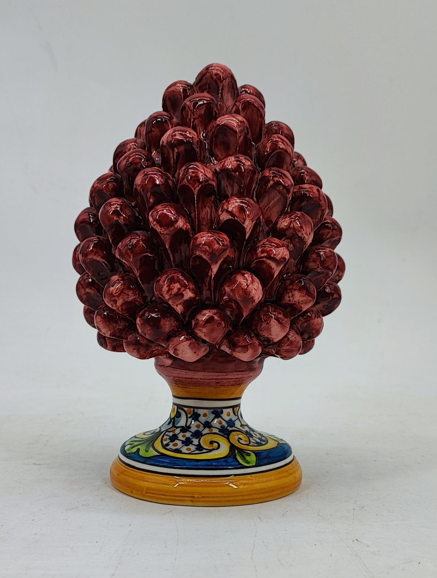 Handmade Sicilian Ceramic Pine Cone – 22 cm Italian Good Luck Decoration