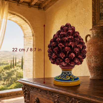 Handmade Sicilian Ceramic Pine Cone – 22 cm Italian Good Luck Decoration