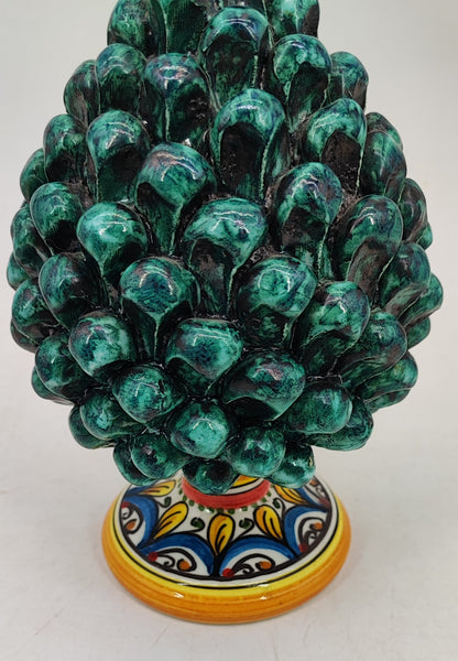 Handmade Sicilian Ceramic Pine Cone 22 cm – Palermo Majolica Italian Home Decoration