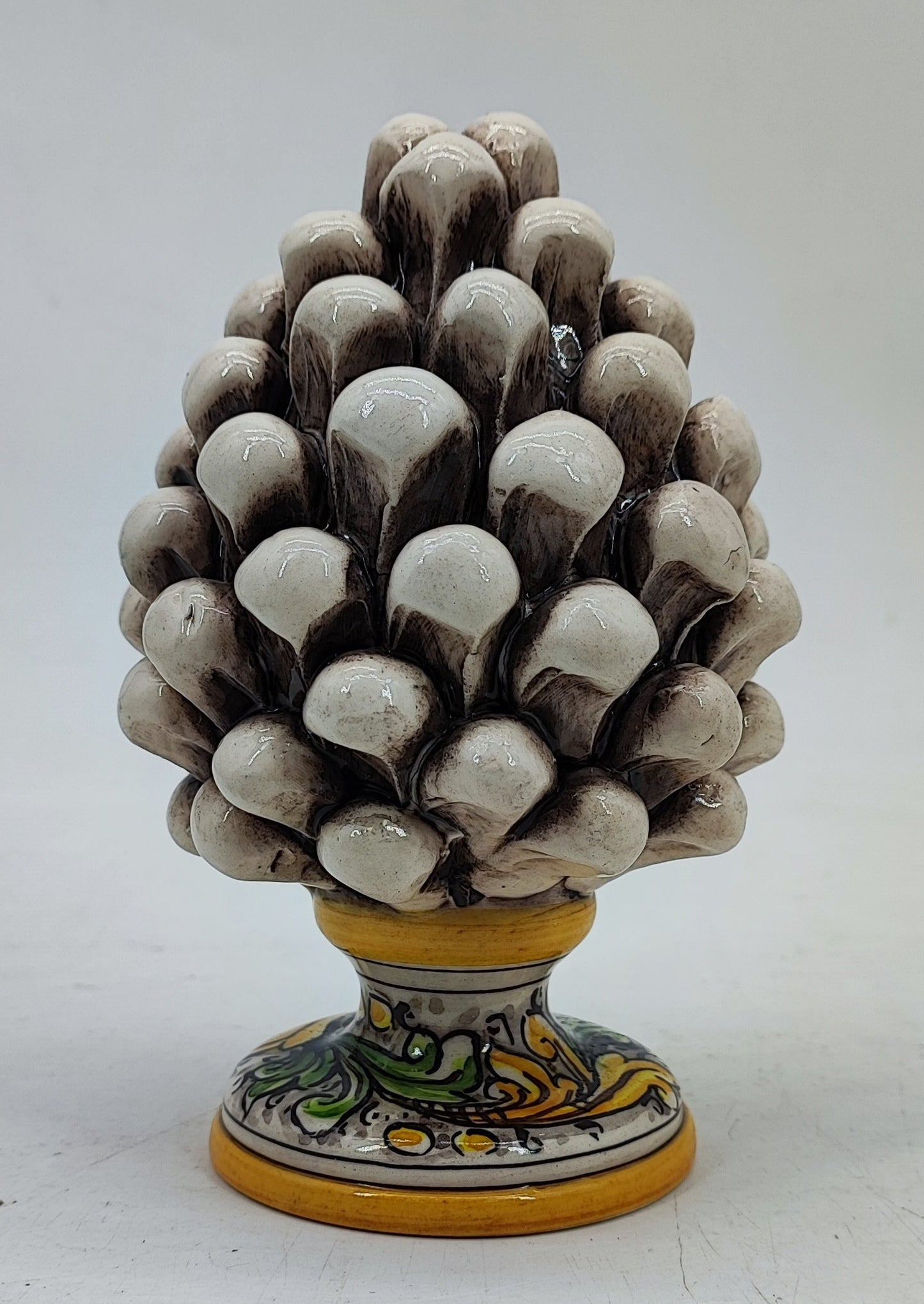 Handmade Sicilian Ceramic Pine Cone 17 cm – Italian Good Luck Home Decor