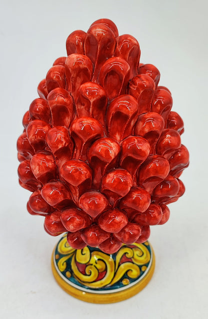 Handmade Sicilian Ceramic Pine Cone – 22 cm Taormina-Inspired Italian Décor