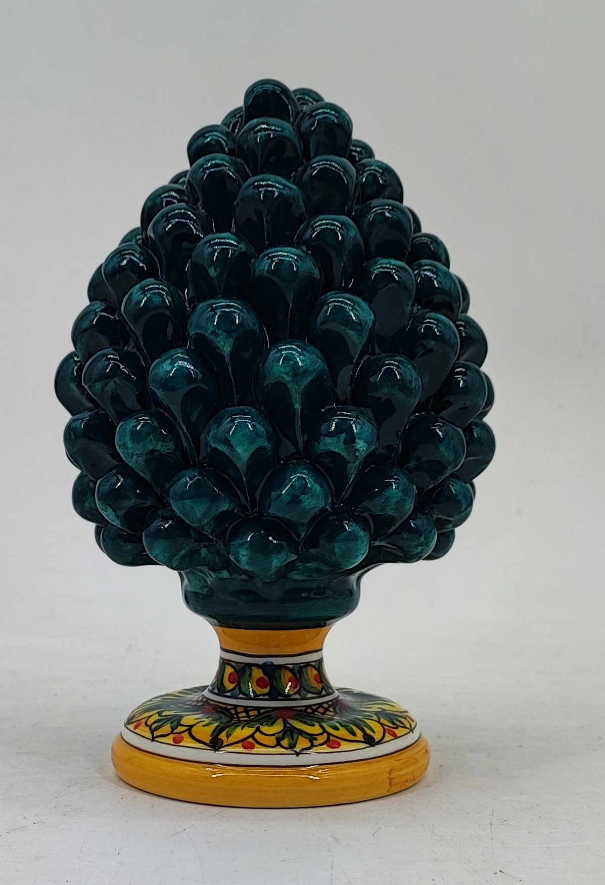Handmade Sicilian Ceramic Pine Cone – 22 cm Italian Good Luck Decoration