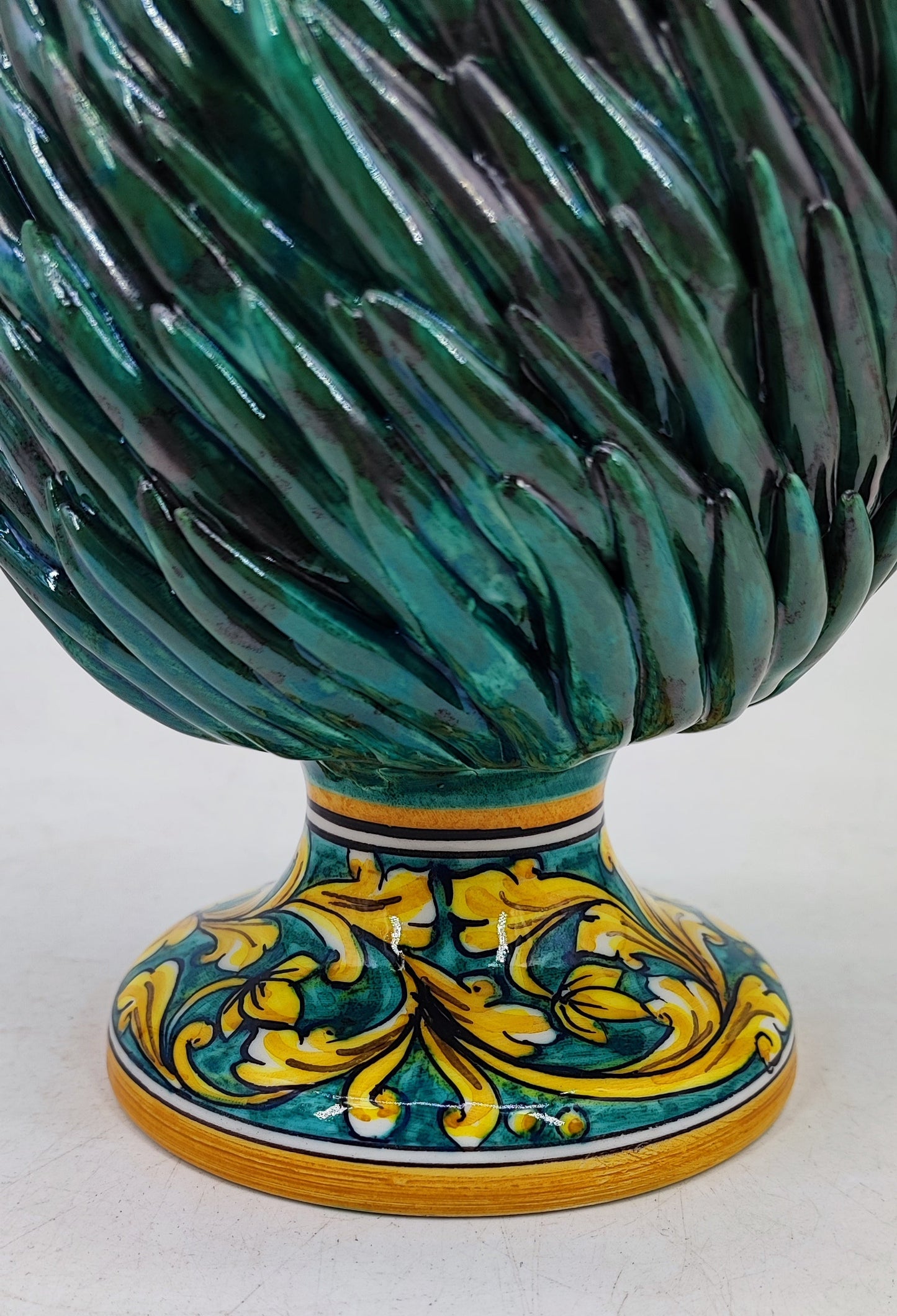 Emerald Green Sicilian Ceramic Pine Cone 28 cm – Hand-Painted Caltagirone Pigna
