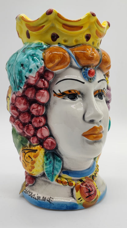 Double-Faced Sicilian Testa di Moro Vase – Handmade Caltagirone Ceramic Head