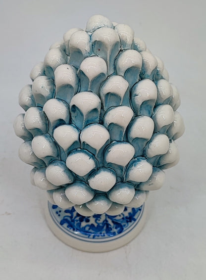 Handmade Sicilian Ceramic Pine Cone in Aqua Blue – Italian Good Luck Home Decor